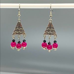 21014 Malaysia jade and black rhinestone earrings